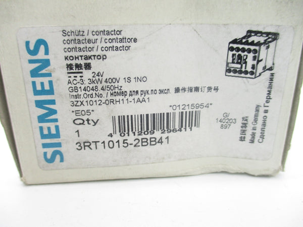 SIEMENS 3RT1015-2BB41 24VDC 20A NSMP
