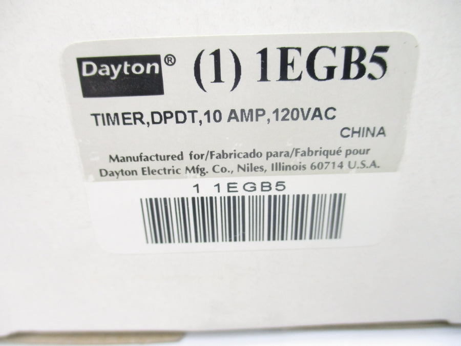 DAYTON 1EGB5 120VAC 10A 1-60S NSMP