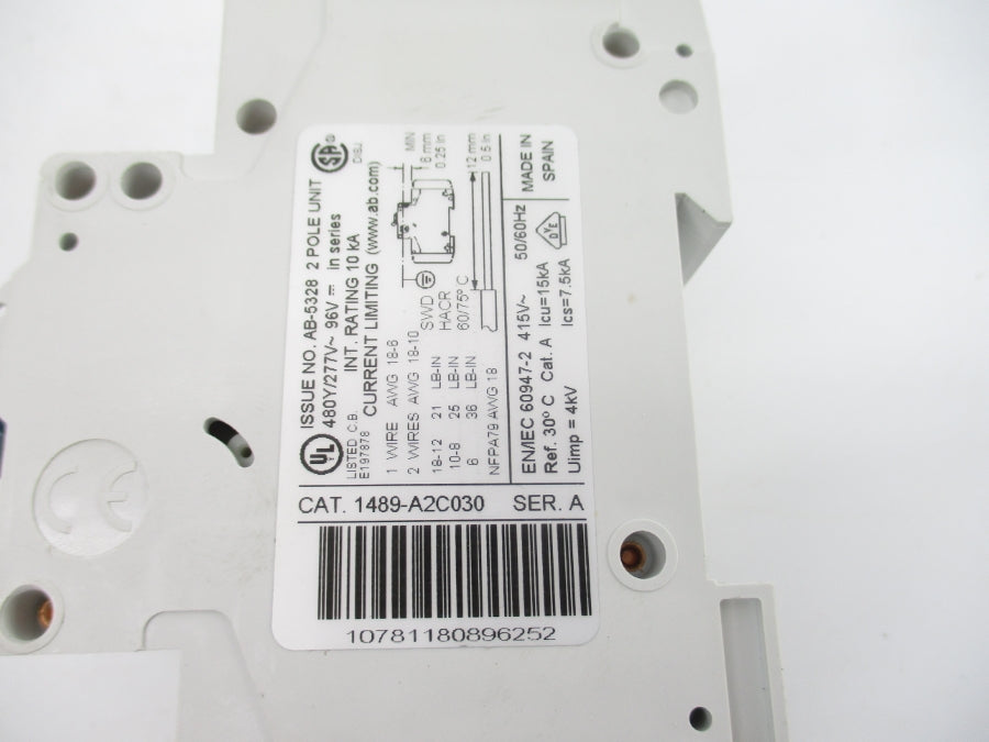 INDUSTRIAL SPARE PART 1489-A2C030 SER. A 277V 3A NSNP