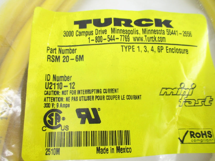 TURCK RSM20-6M U2110-12 300V 9A NSMP