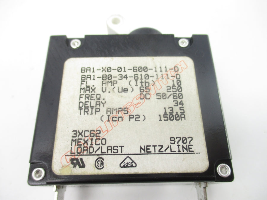 CARLING SWITCH BA1-X0-01-600-111-D 65-250V 13.5A UNMP