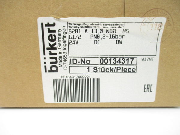 BURKERT 00134317 5281A13.0NBRMS 24VDC NSMP