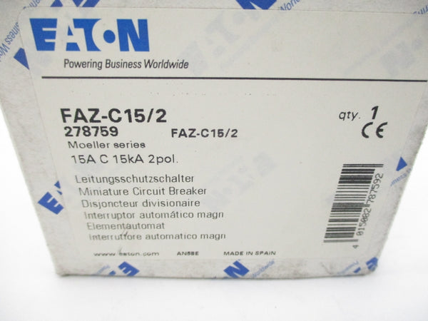 EATON FAZ-C15/2 278759 400/415V 15A NSMP