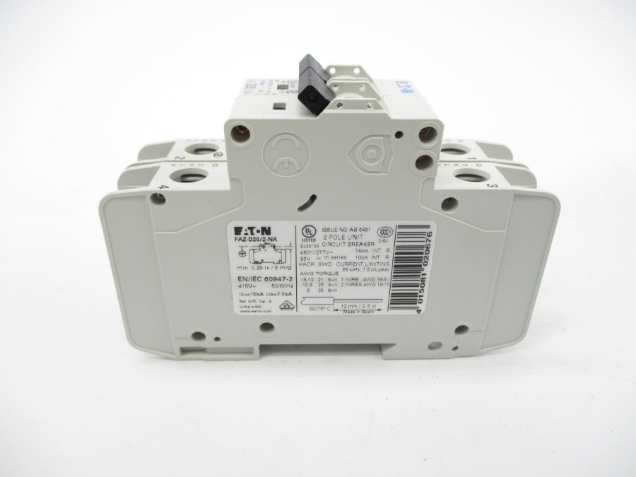 EATON FAZ-D20/2-NA 102191 277VAC 20A NSMP