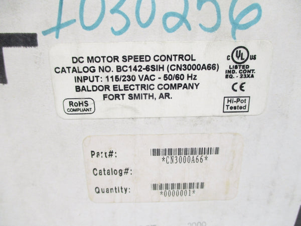 BALDOR ELECTRIC BC142-6SIH CN3000A66 115/230VAC NSMP