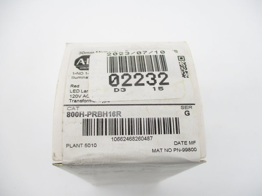 ALLEN BRADLEY 800H-PRBH16R SER. G 120VAC (WH) NSFS