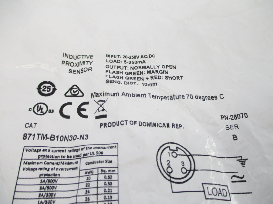 ALLEN BRADLEY 871TM-B10N30-N3 SER. B 20-250VAC/DC NSMP