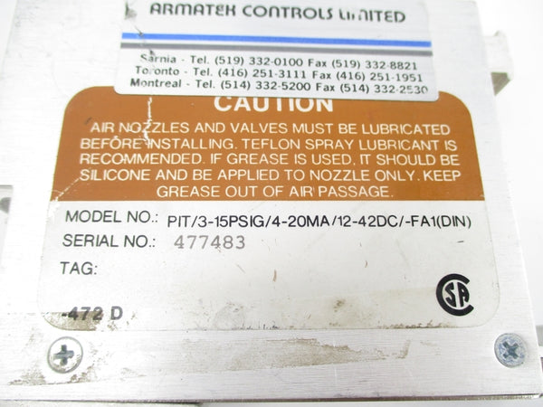 MOORE INDUSTRIES PIT/3-15PSIG/4-20MA/12-42DC/FA1(DIN) NSNP