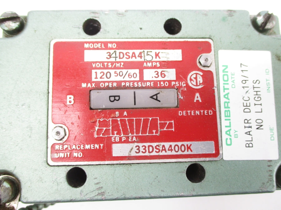 NUMATICS 34DSA415K 120V .36A 150PSI NSNP