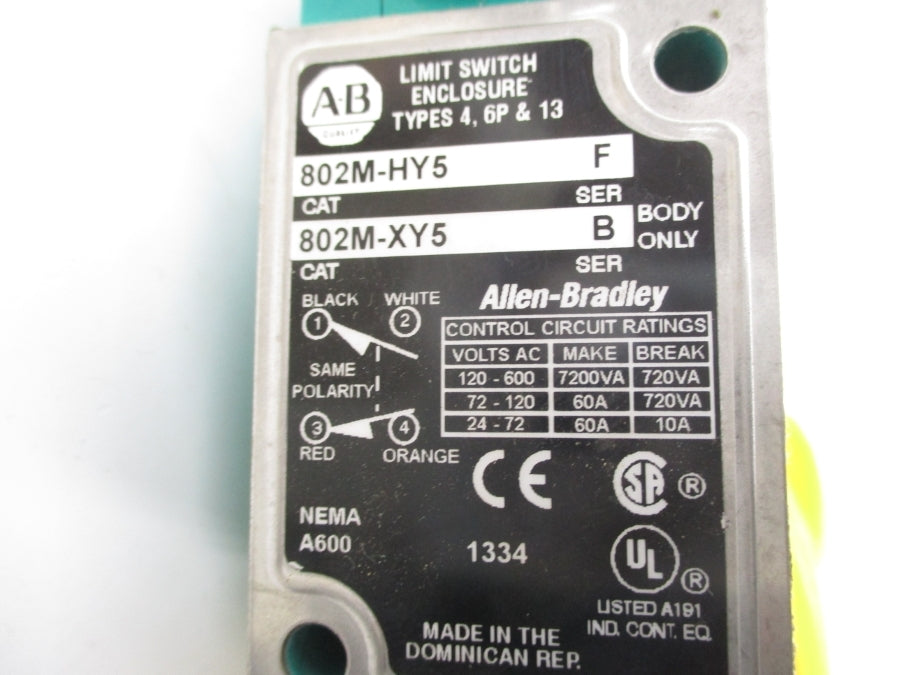 ALLEN BRADLEY 802M-HY5 SER. F 120-600VAC 60A NSNP