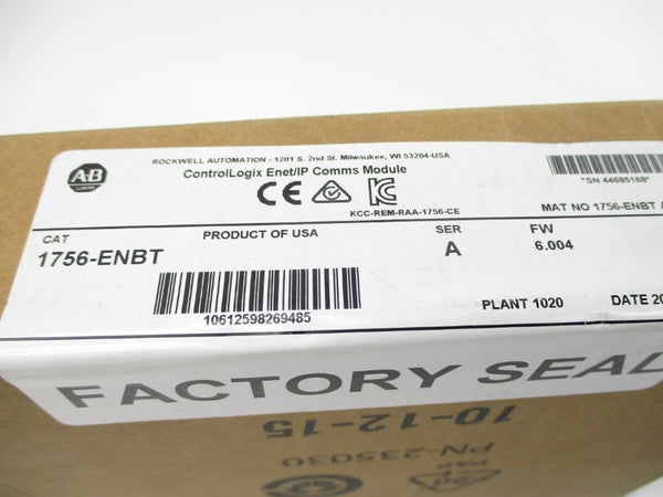 ALLEN BRADLEY 1756-ENBT SER. A F/W 6.004 DATE: 2015 NSFS