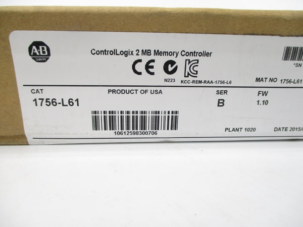 ALLEN BRADLEY 1756-L61 SER. B F/W 1.10 DATE: 2015 NSFS