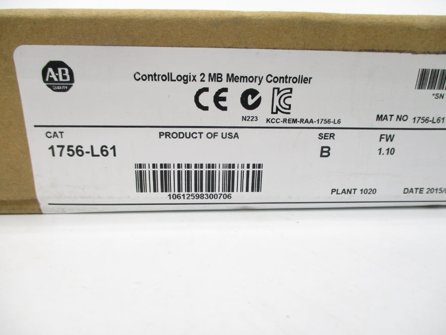 ALLEN BRADLEY 1756-L61 SER. B F/W 1.10 DATE: 2015 NSFS