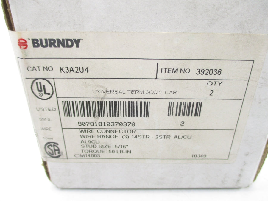 BURNDY K3A2U4 (PKG OF 2) NSMP
