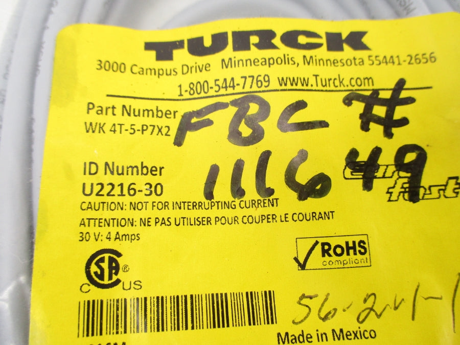 TURCK WK4T-5-P7X2 U2216-30 30V 4A NSMP
