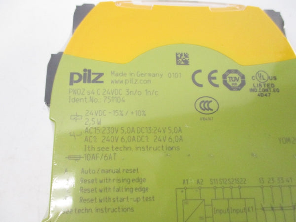 PILZ PNOZS4C24VDC3N/O1N/C 751104 24VDC 6.0A NSMP