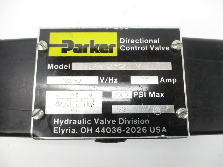 PARKER D3W1CNYC414 120V .72A 3000PSI NSNP