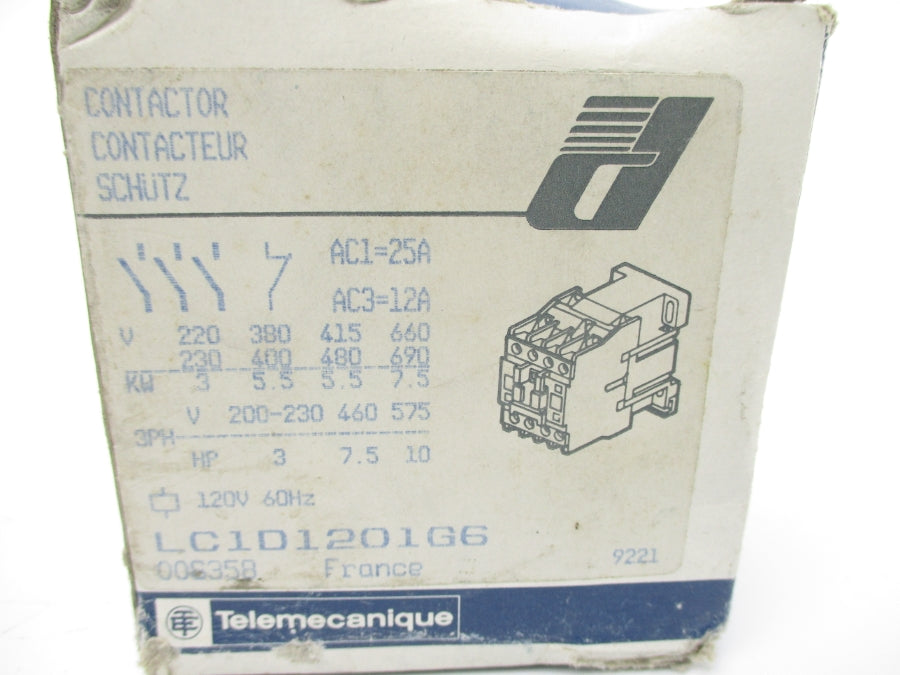 TELEMECANIQUE LC1D1201G6 120V 25A NSMP