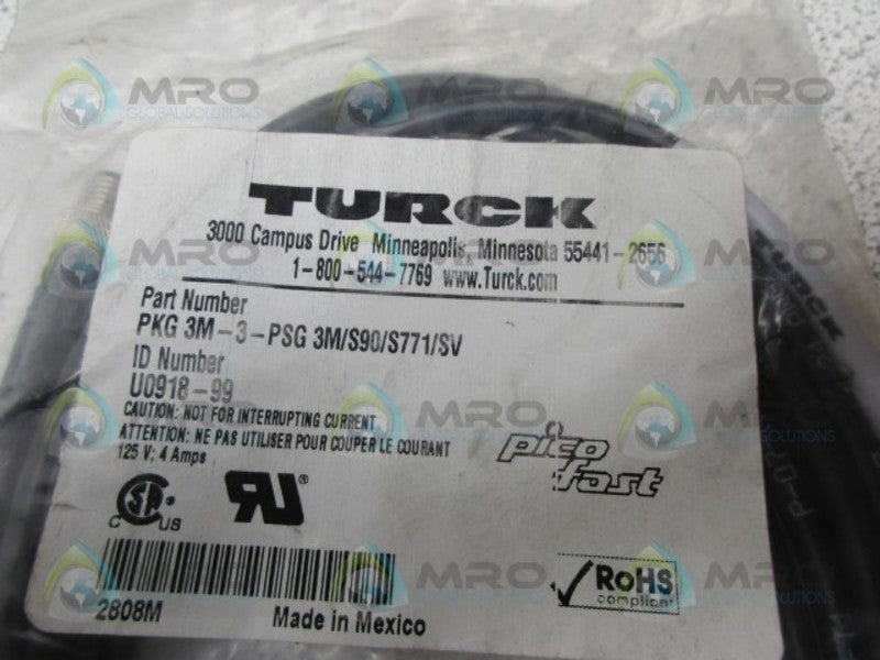 TURCK PKG3M-3-PSG3M/S90/S771/SV CORDSET EXTENSION NSMP