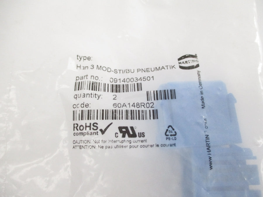 HARTING 09140034501 HAN3MOD-STI/BU (PKG OF 2) NSMP