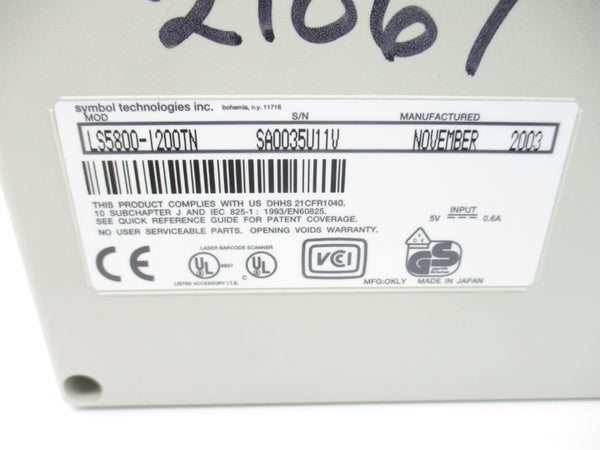SYMBOL TECHNOLOGIES LS5800-I200TN 5V 0.6A NSNP