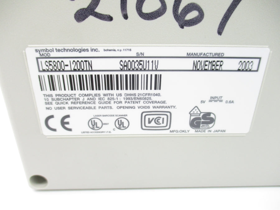 SYMBOL TECHNOLOGIES LS5800-I200TN 5V 0.6A NSNP