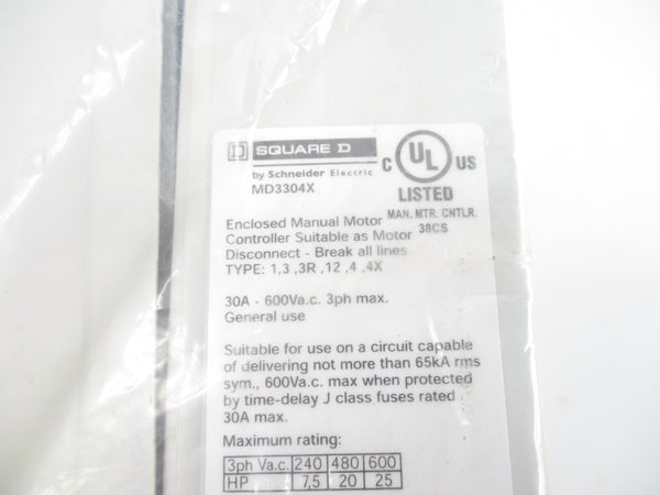 SQUARE D MD3304X 600VAC 30A NSMP