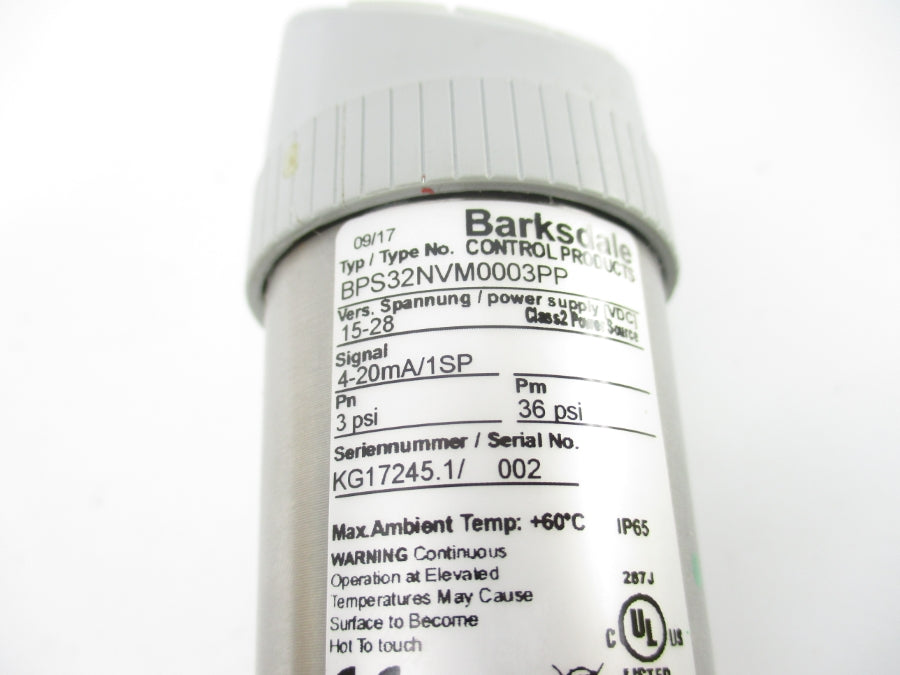 BARKSDALE BPS32NVM0003PP 15-28VDC 36PSI NSNP