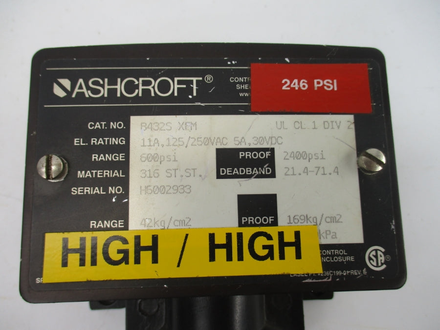 ASHCROFT B432SXFM 125/250VAC 11A 600PSI (AS PICTURED) NSNP