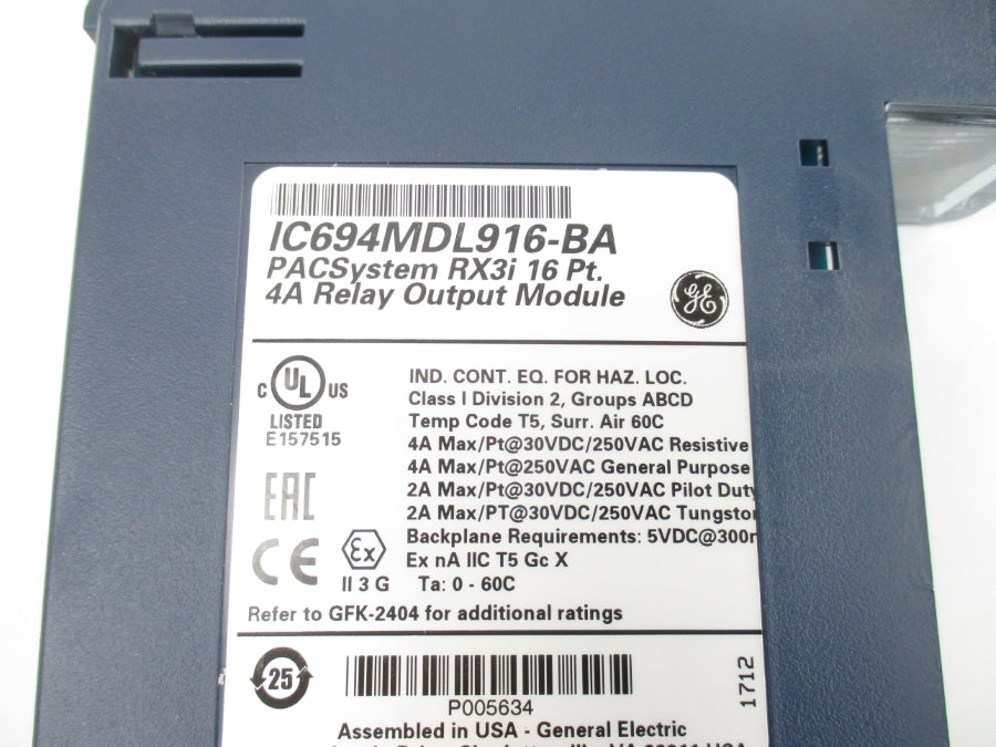 GENERAL ELECTRIC IC694MDL916-BA 250VAC 2A NSNP