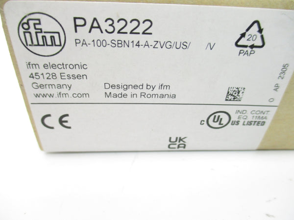 IFM EFECTOR PA3222 PA-100-SBN14-A-ZZVG/US//V 9.6-32VDC 4350PSI NSMP