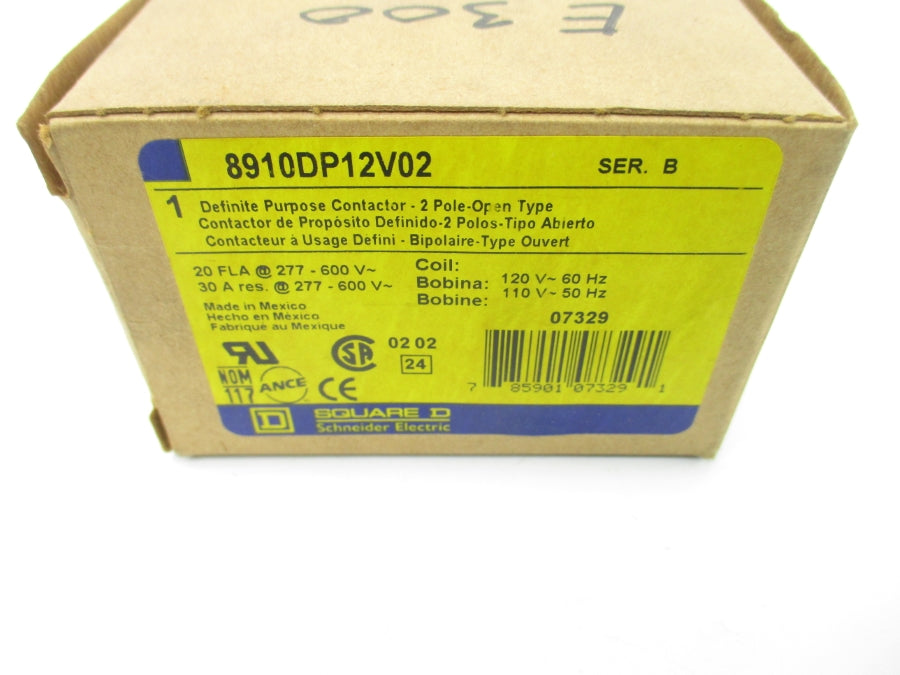 SQUARE D 8910DP12V02 SER. B 110/120V 20A NSMP
