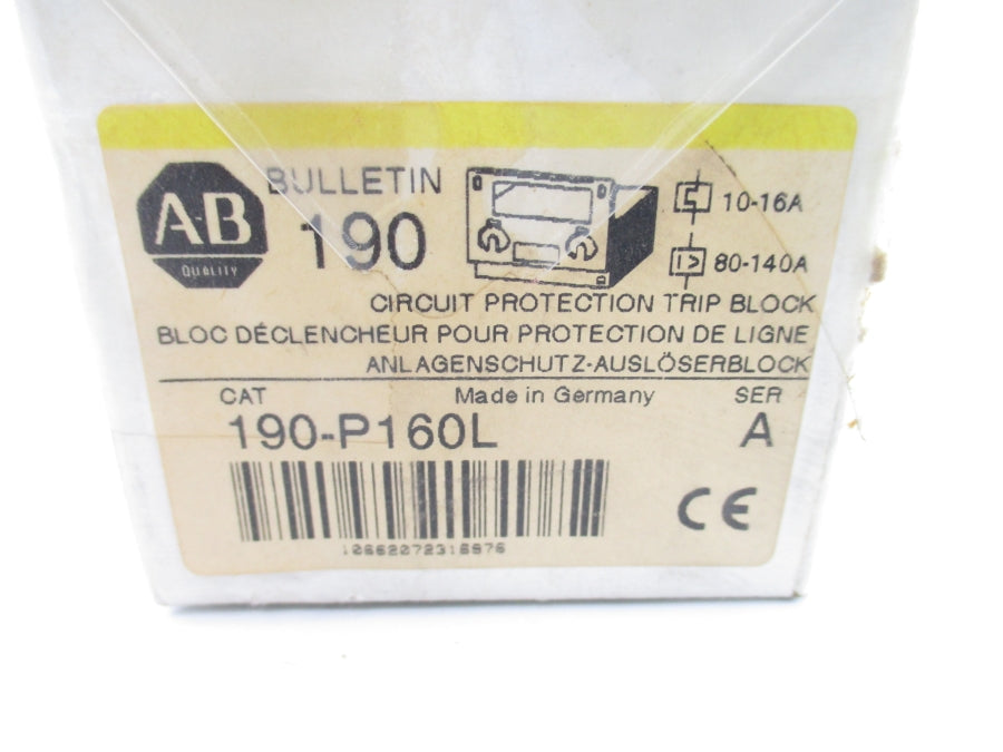 ALLEN BRADLEY 190-P160L SER. A 10-16/80-140A (BK/YL) NSMP