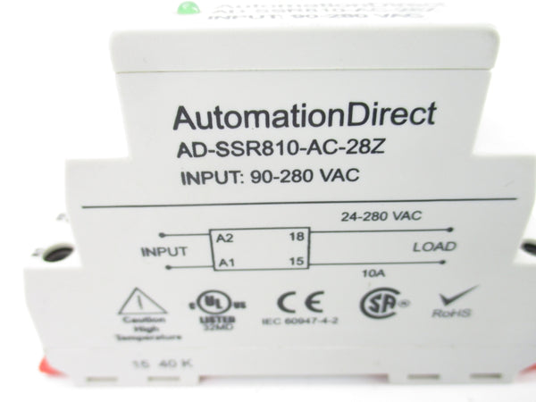 AUTOMATION DIRECT AD-SSR810-AC-28Z 90-280VAC 10A NSNP