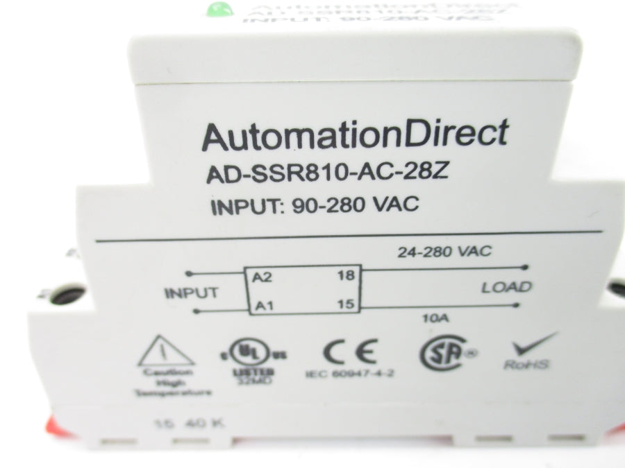AUTOMATION DIRECT AD-SSR810-AC-28Z 90-280VAC 10A NSNP