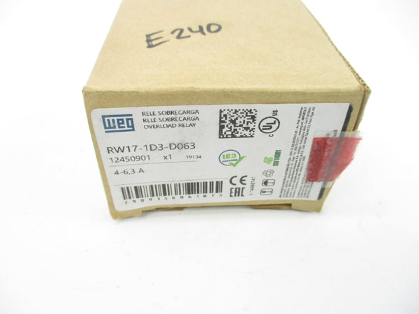 WEG RW17-1D3-D063 12450901 600VAC 4-6.3A NSMP