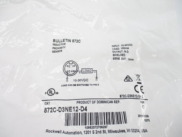 ALLEN BRADLEY 872C-D3NE12-D4 SER. C 10-30VDC NSMP