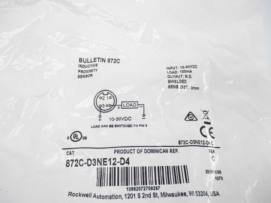 ALLEN BRADLEY 872C-D3NE12-D4 SER. C 10-30VDC NSMP