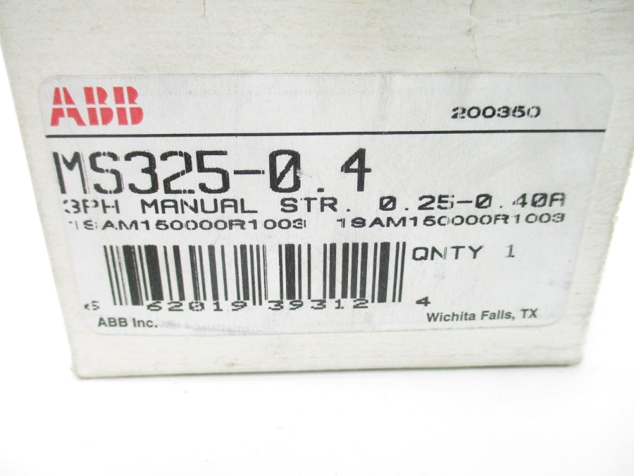 ABB MS325-0.4 1SAM150000R1003 690V 0.25-0.40A NSMP