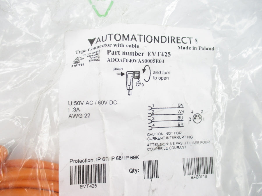 AUTOMATION DIRECT EVT425 ADOAF040VAS0005E04 50VAC 3A NSMP