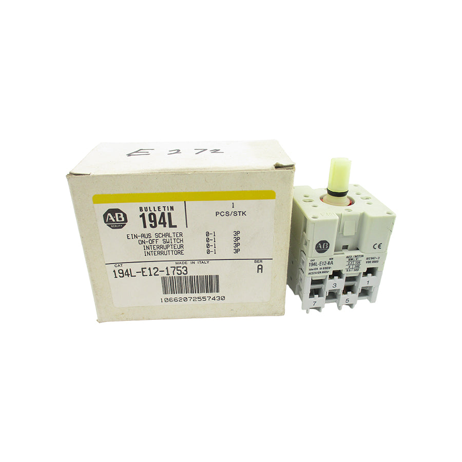 ALLEN BRADLEY 194L-E12-1753 SER. A 600VAC 12A (WH/YL) NSMP
