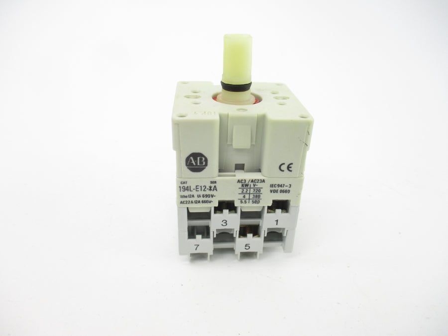 ALLEN BRADLEY 194L-E12-1753 SER. A 600VAC 12A (WH/YL) NSMP