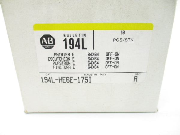 ALLEN BRADLEY 194L-HE6E-175I SER. A (PKG OF 10) (WH/YL) NSMP