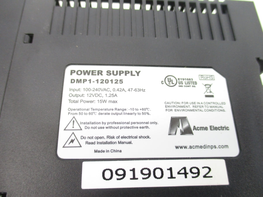 ACME ELECTRIC DMP1-120125 100-240VAC 0.42A NSNP