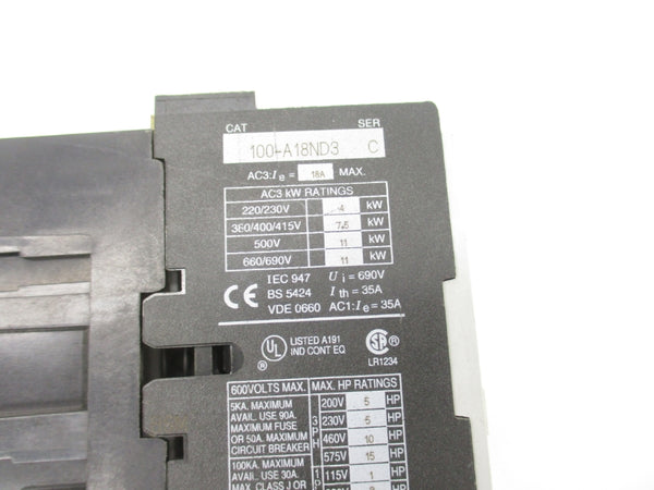 ALLE BRADLEY 100-A18ND3 SER. A C 110/120V NSNP