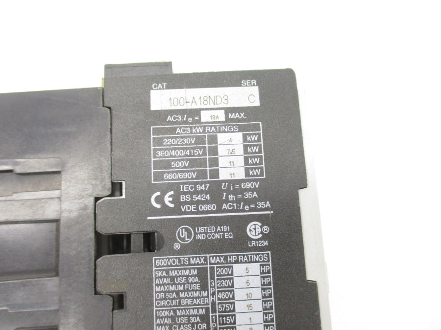 ALLE BRADLEY 100-A18ND3 SER. A C 110/120V NSNP
