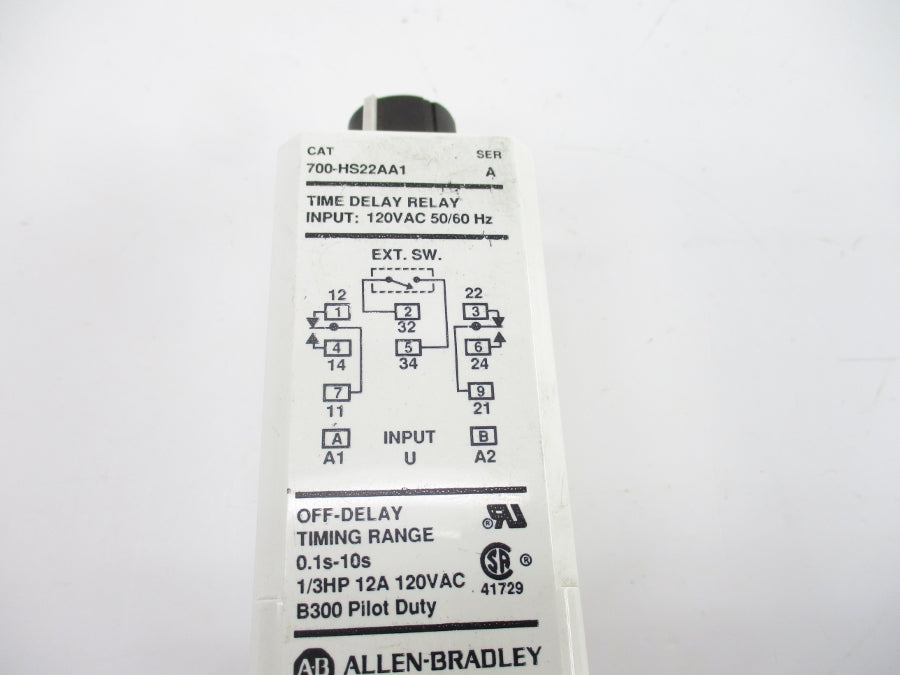 ALLEN BRADLEY 700-HS22AA1 SER. A 120VAC 12A 0.1S-10S UNMP