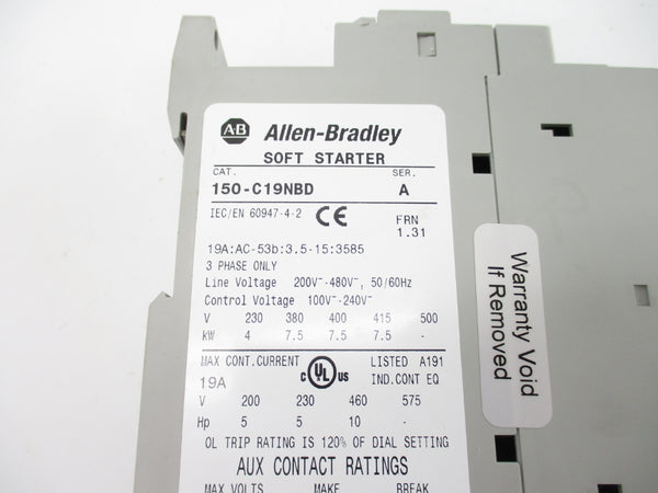 ALLEN BRADLEY 150-C19NBD SER. A F/W 1.31 6.3-19.0S NSNP