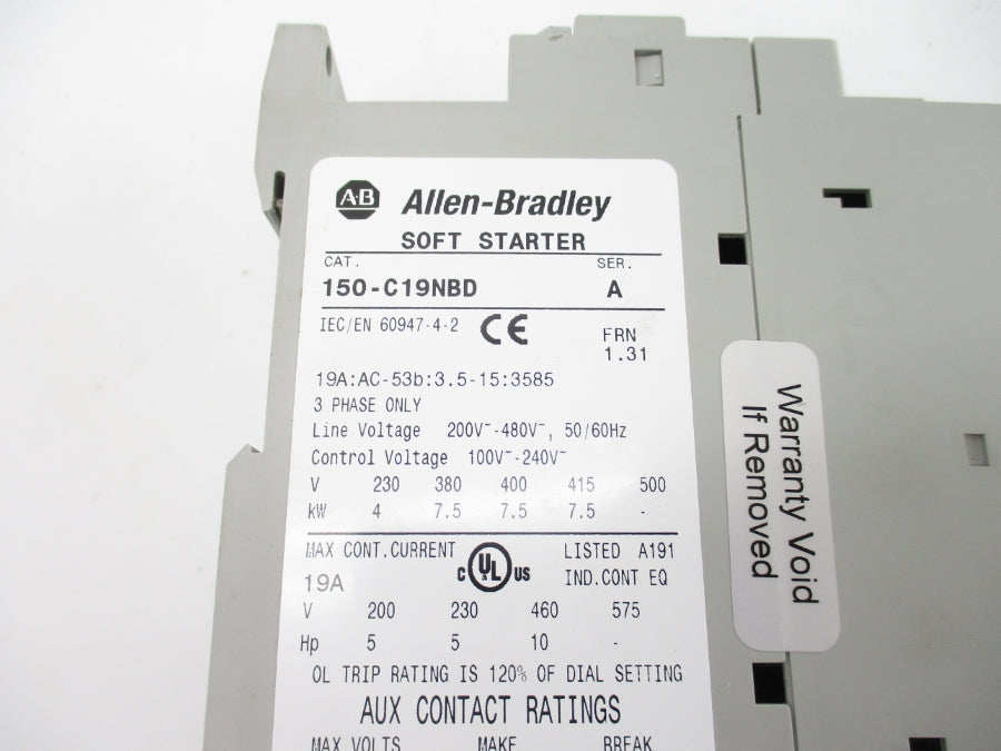 ALLEN BRADLEY 150-C19NBD SER. A F/W 1.31 6.3-19.0S NSNP