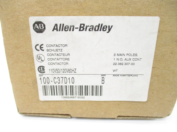 ALLEN BRADLEY 100-C37D10 SER. B 110/120V (BR/WH) NSMP